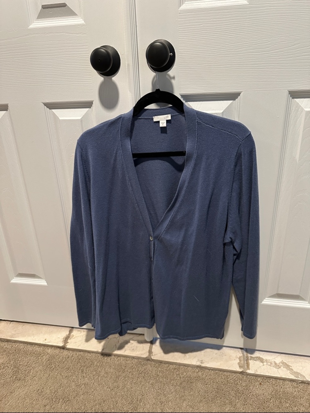 J. Jill Lightweight V-Neck Cardigan - Denim Blue